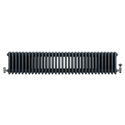 Traditional 4 Column Radiator & Valves - 300 x 1505mm - Anthracite Grey