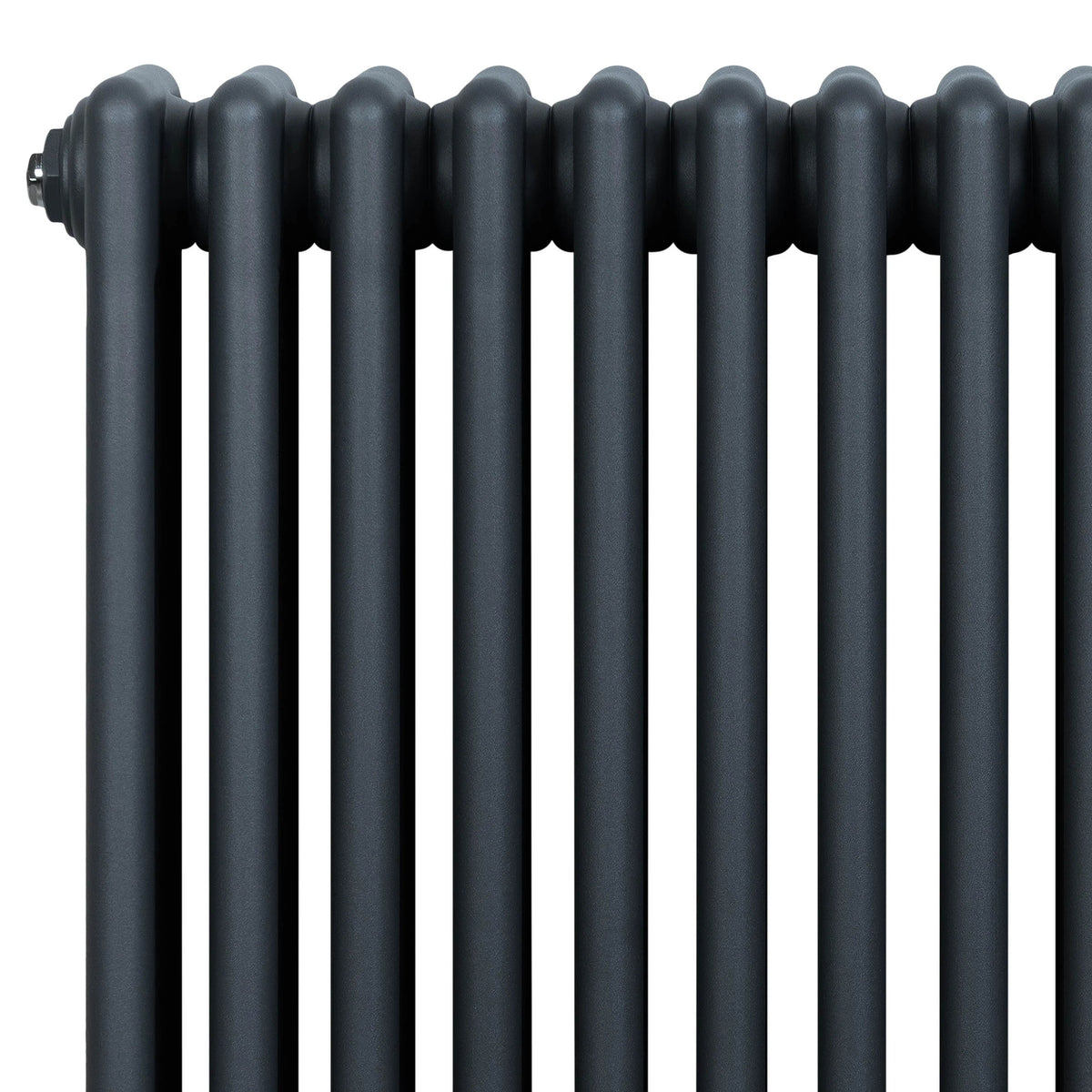 Traditional 4 Column Radiator & Valves - 600 x 785mm - Anthracite Grey