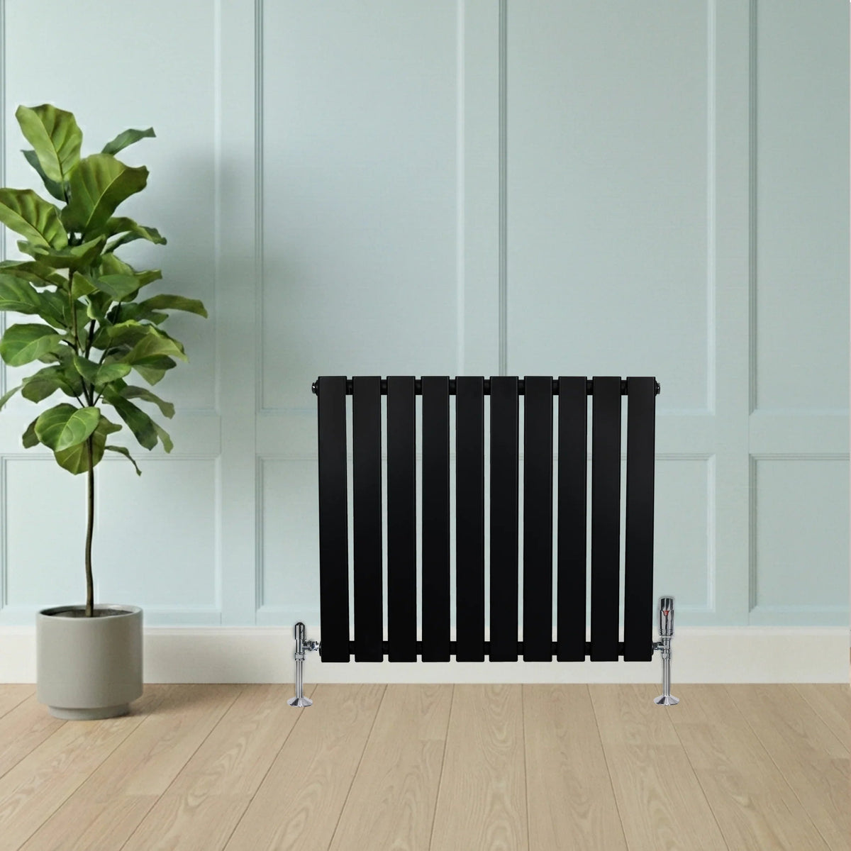 Flat Single Column Radiator - 600 x 700mm - Black