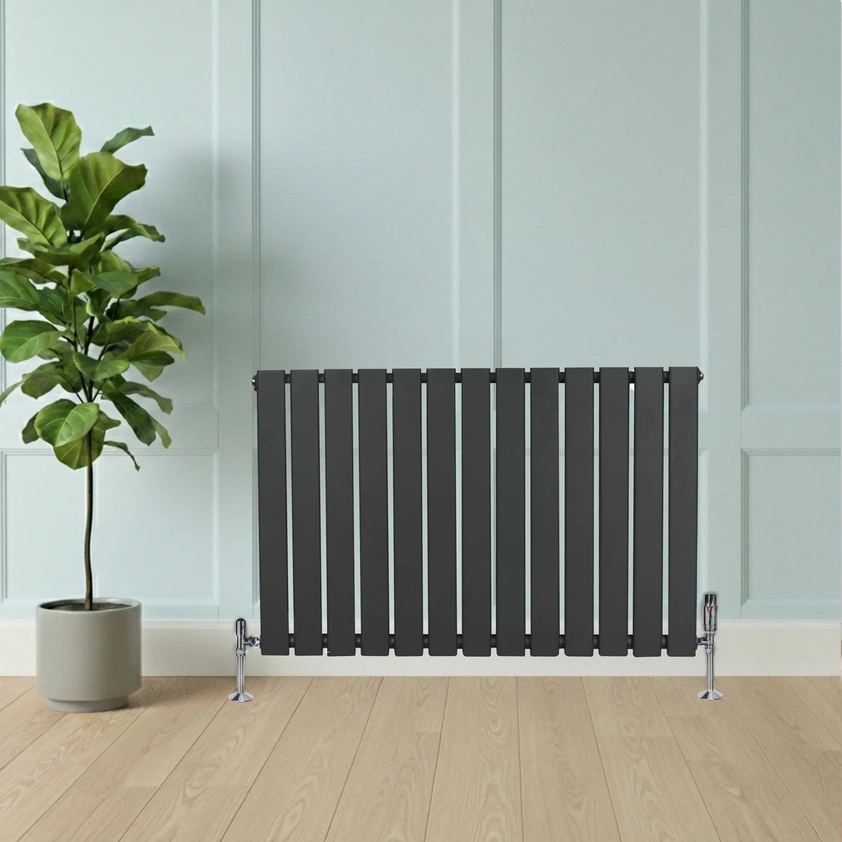 Flat Single Column Radiator - 600 x 910mm - Anthracite Grey