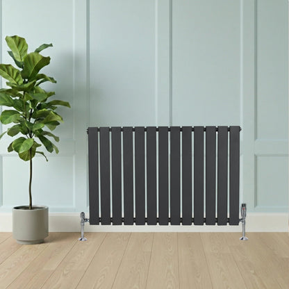 Flat Single Column Radiator - 600 x 910mm - Anthracite Grey