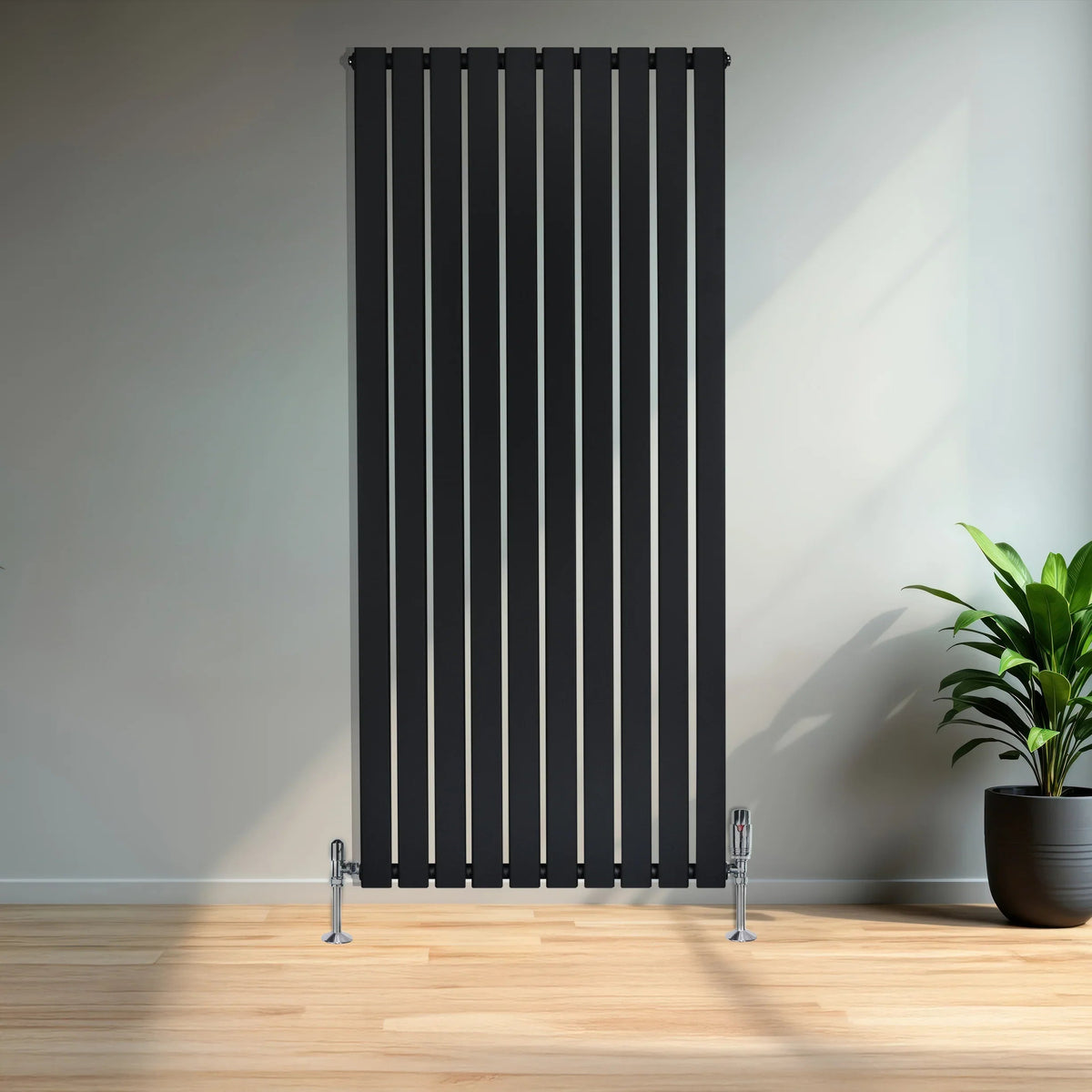Flat Single Column Radiator - 1600 x 700mm - Black
