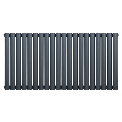 Oval Single Column Radiator - 600 x 1200mm - Anthracite Grey