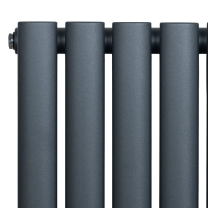 Oval Single Column Radiator - 1600 x 480mm - Anthracite Grey