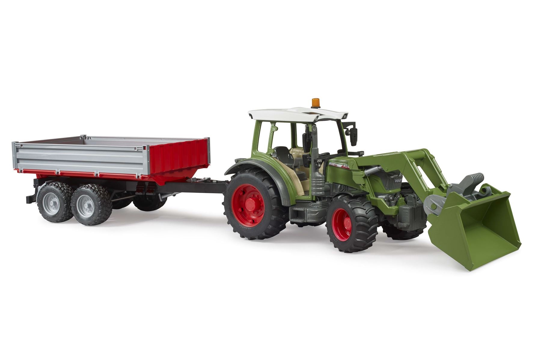 Fendt Vario 211 with frontloader and tipping trailer