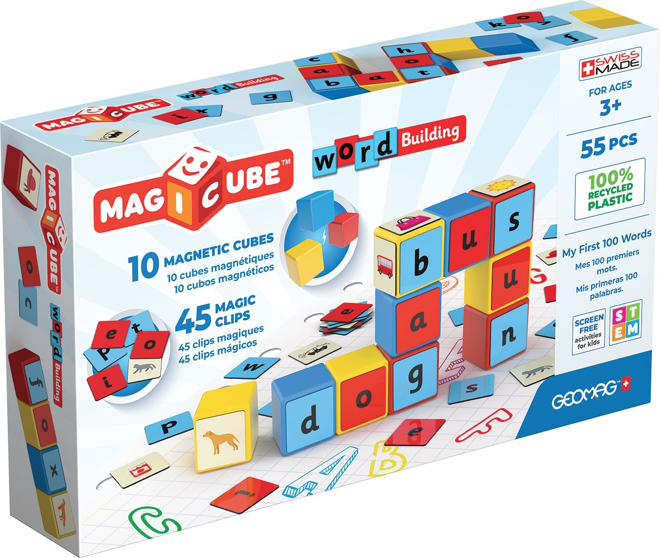 Geomag Magicube Magnetic Shapes Word Builder - 55 Pieces