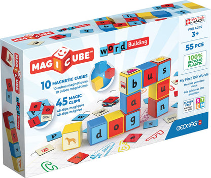 Geomag Magicube Magnetic Shapes Word Builder - 55 Pieces