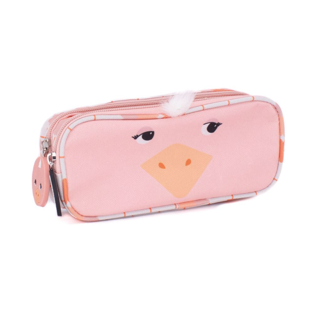 2-ZIP ANIMAL FACE PENCIL CASE POMELOS THE OSTRICH