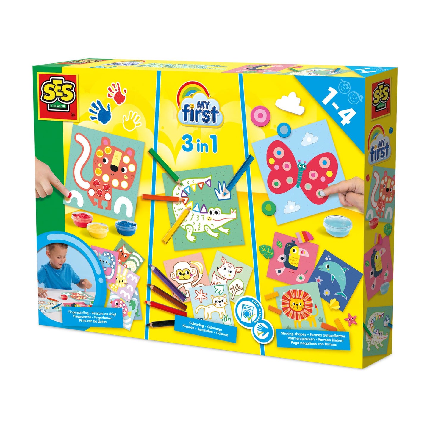 My first - 3 in 1 Fingerpainting, colouring and sticking sha