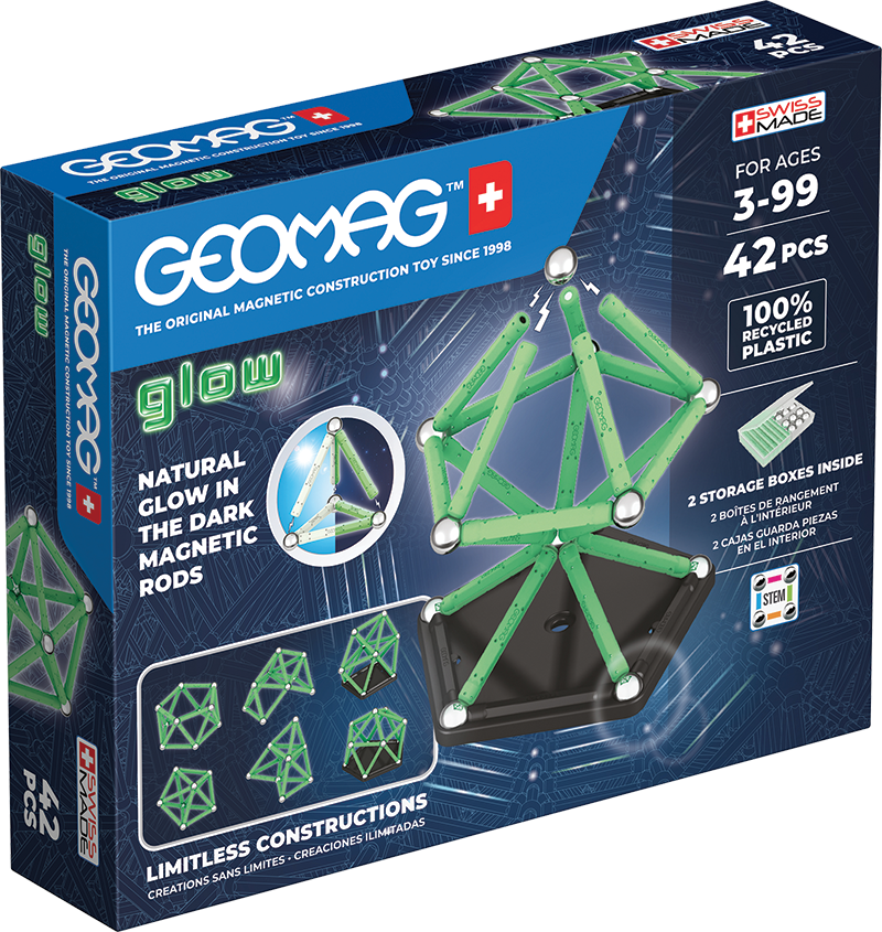 Geomag Glow Recycled Plastic Magnetic Shapes - 42 Pieces