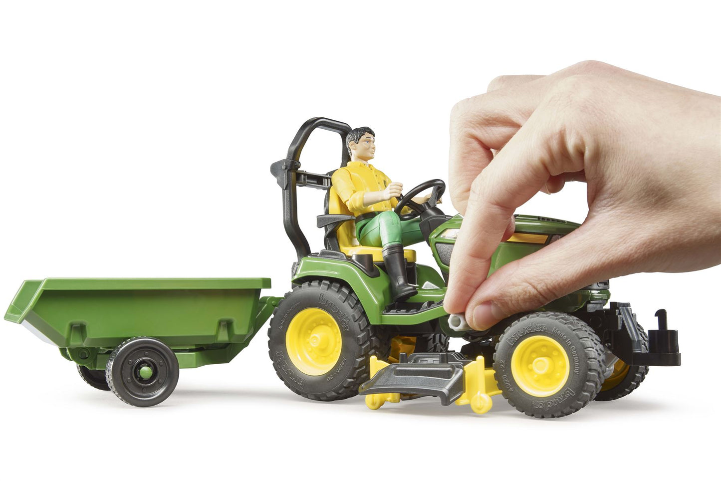 bworld John Deere Lawn tractor with trailer and gardener