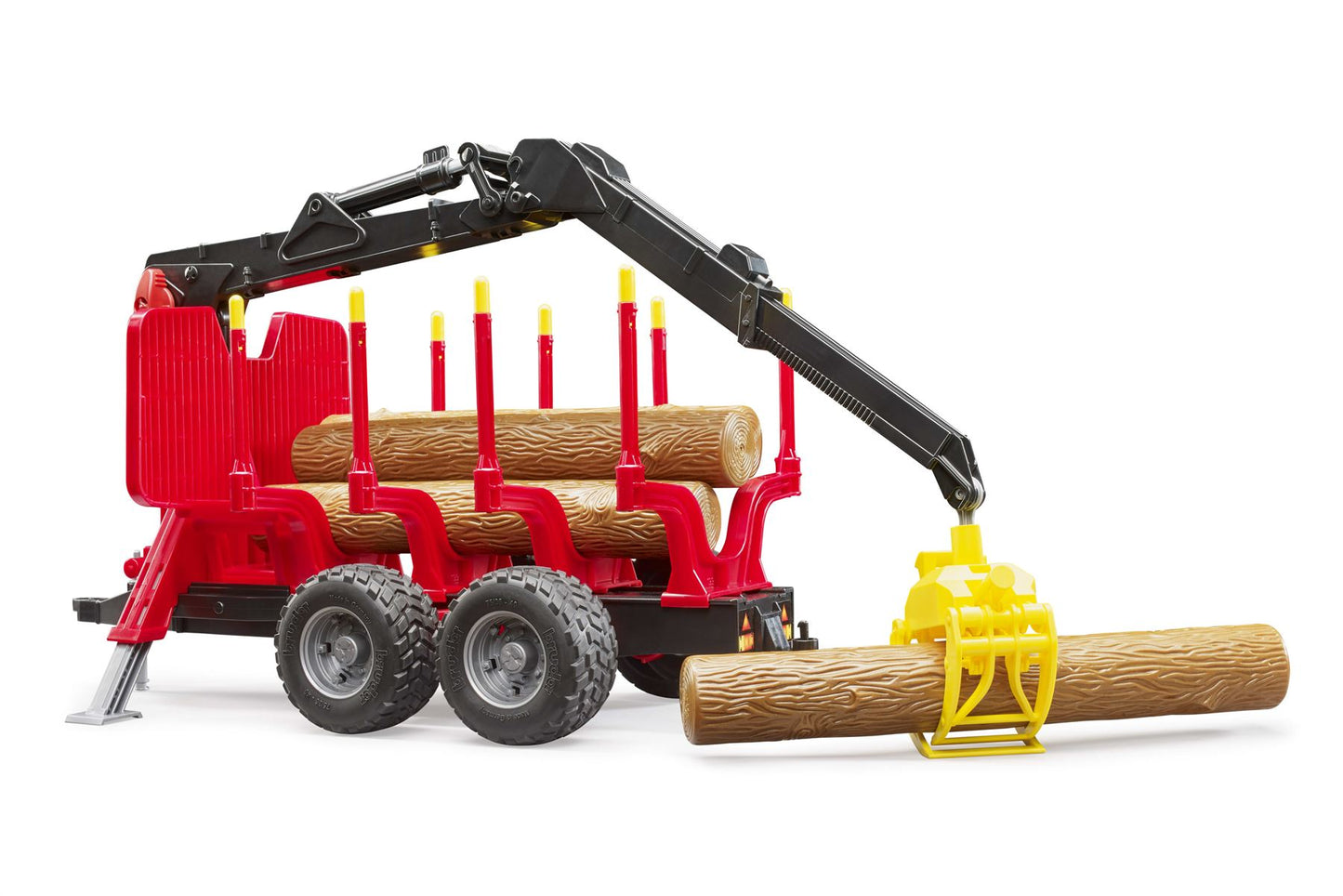 Forestry trailer with loading crane, 4 trunks and grab