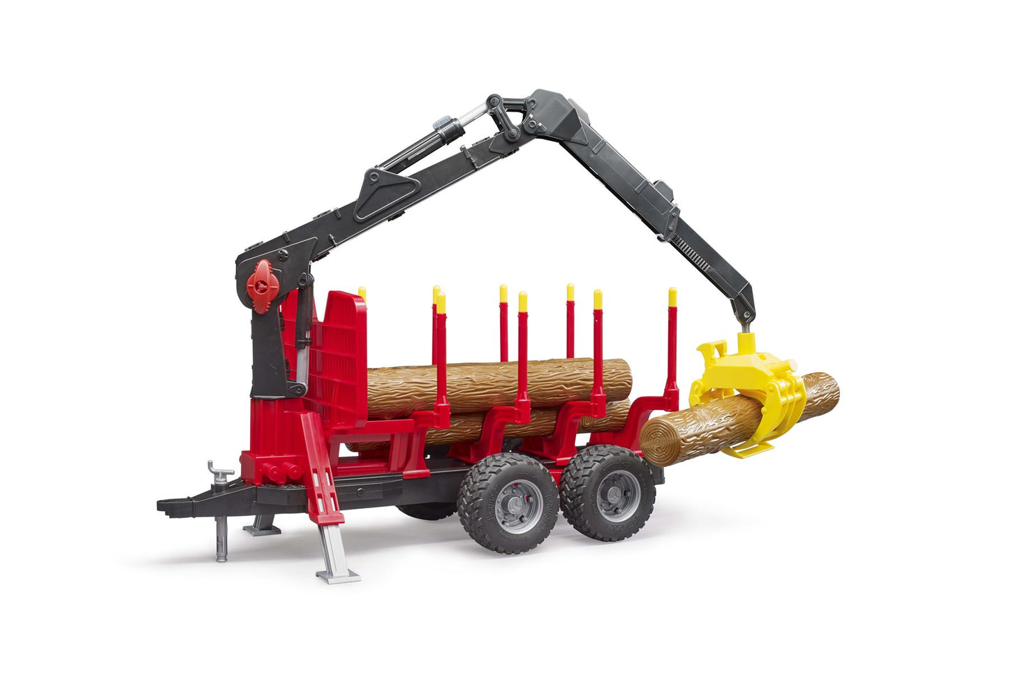 Forestry trailer with loading crane, 4 trunks and grab
