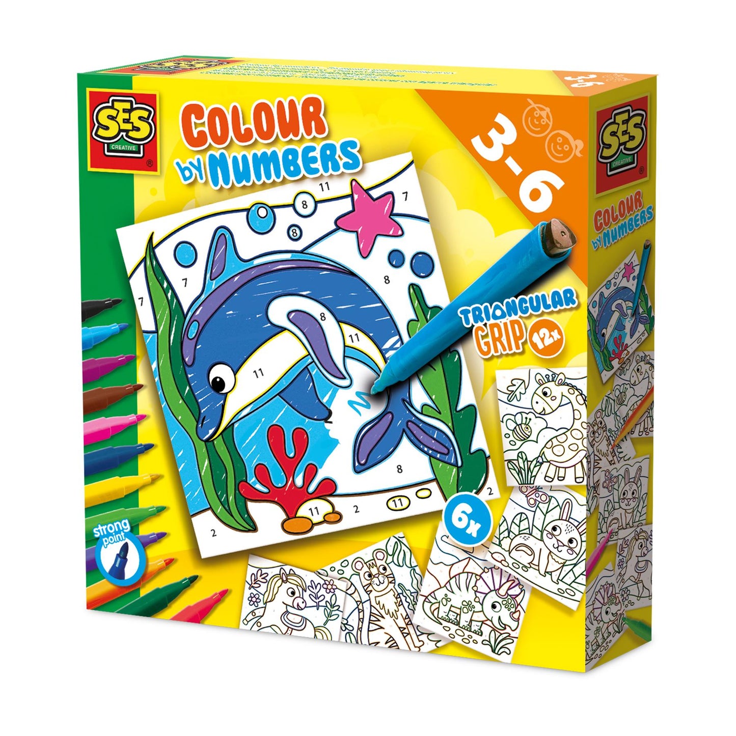 Colour by numbers - Triangular grip colouring pens