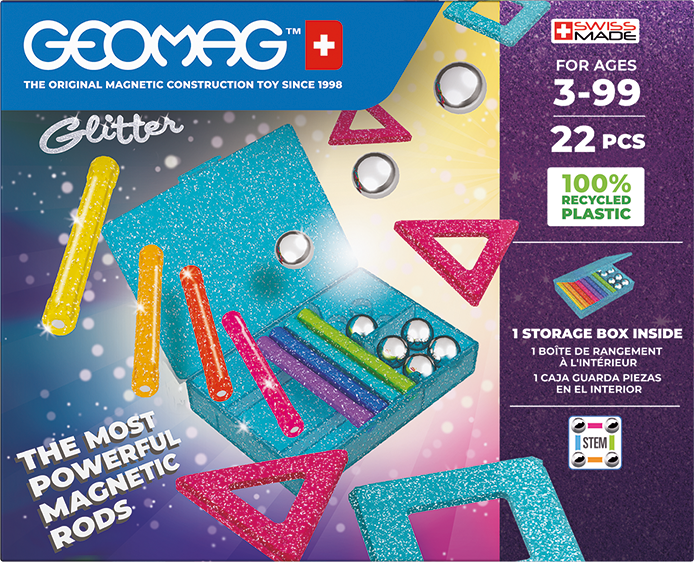 Geomag Recycled Magnetic Glitter Panels - 22 Pieces