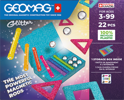 Geomag Recycled Magnetic Glitter Panels - 22 Pieces