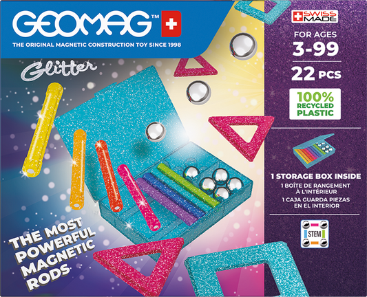 Geomag Recycled Magnetic Glitter Panels - 22 Pieces