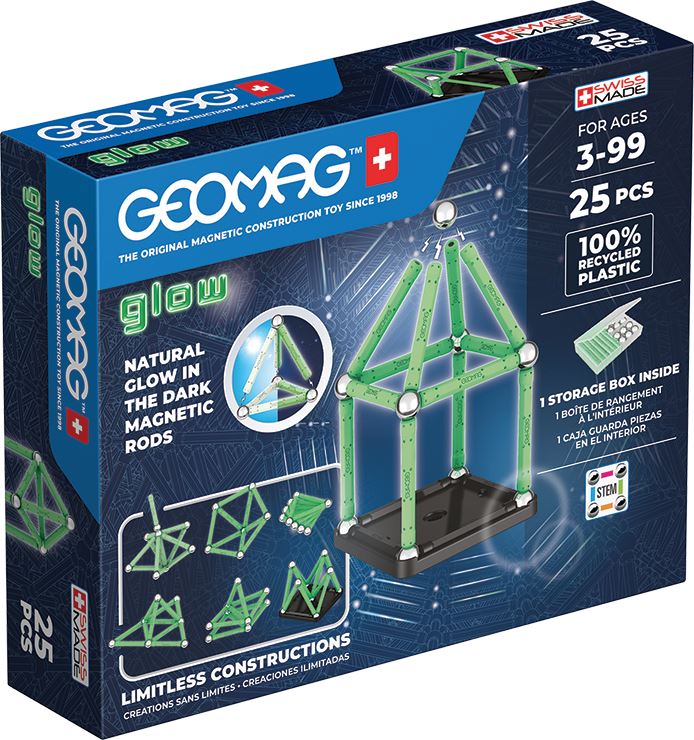 Geomag Glow Recycled Plastic Magnetic Shapes - 25 Pieces
