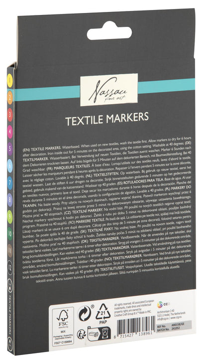 Textile dual markers 12 pcs. asstd in FC windowbox