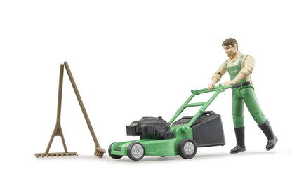 bworld Gardener with lawn mower and equipment