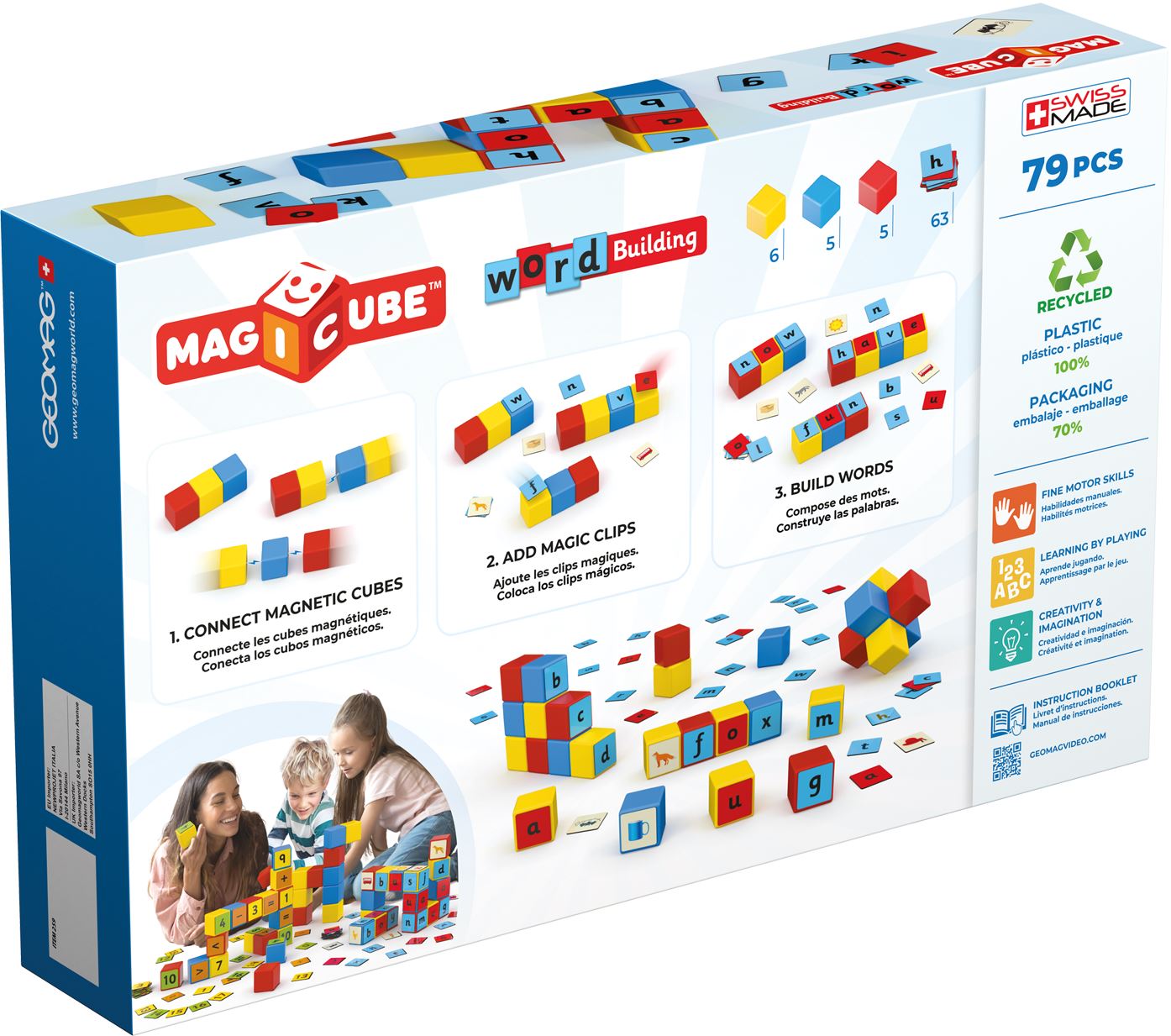 Geomag Magicube Magnetic Shapes Word Builder - 79 Pieces