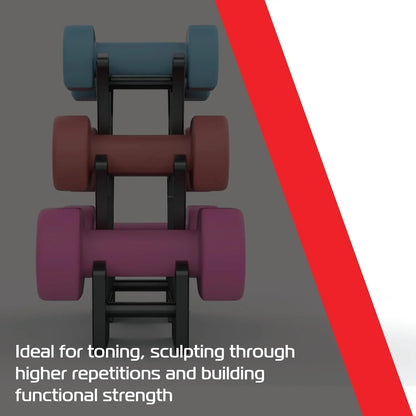 12kg Neoprene Dumbbell Set with Rack