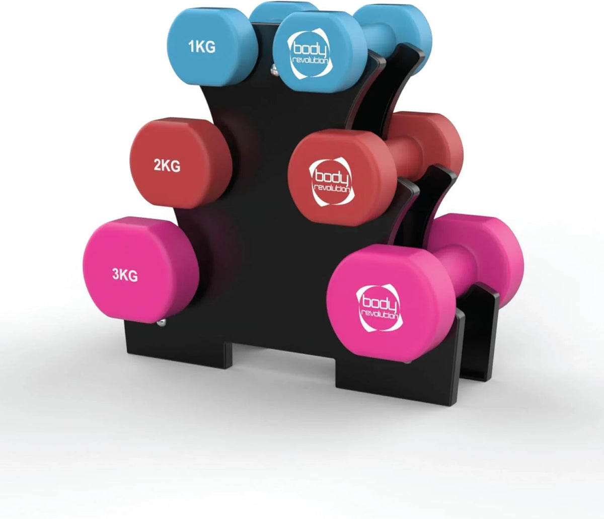 12kg Neoprene Dumbbell Set with Rack