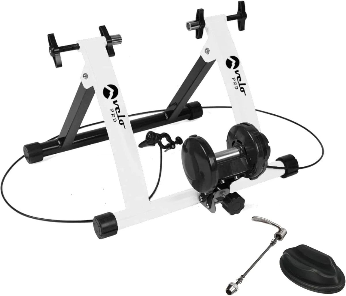Velo Pro White Magnetic Turbo Trainer with Mat