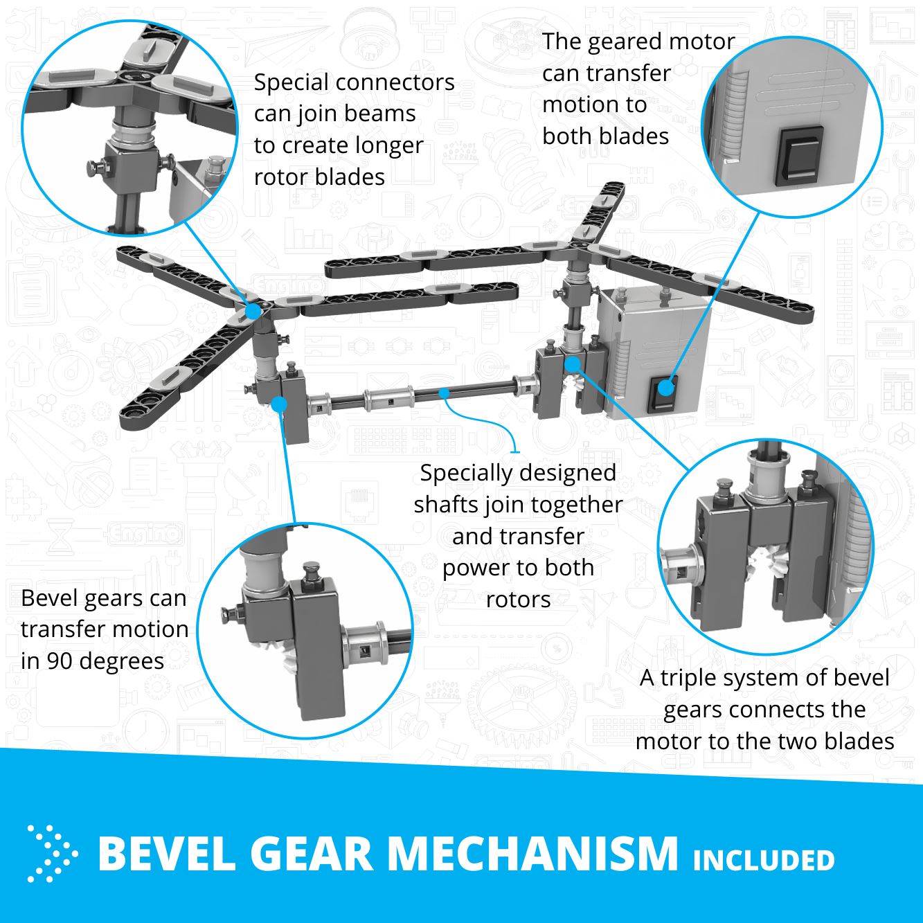 Inventor Motorized Double-Blade Helicopter w 10 Models