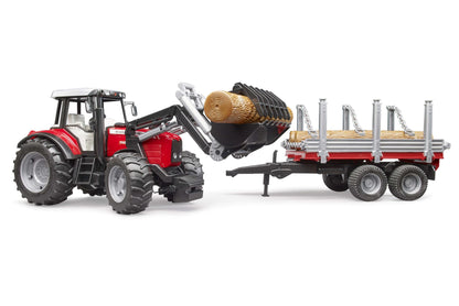 Massey Ferguson 7480 with frontloader and timber trailer
