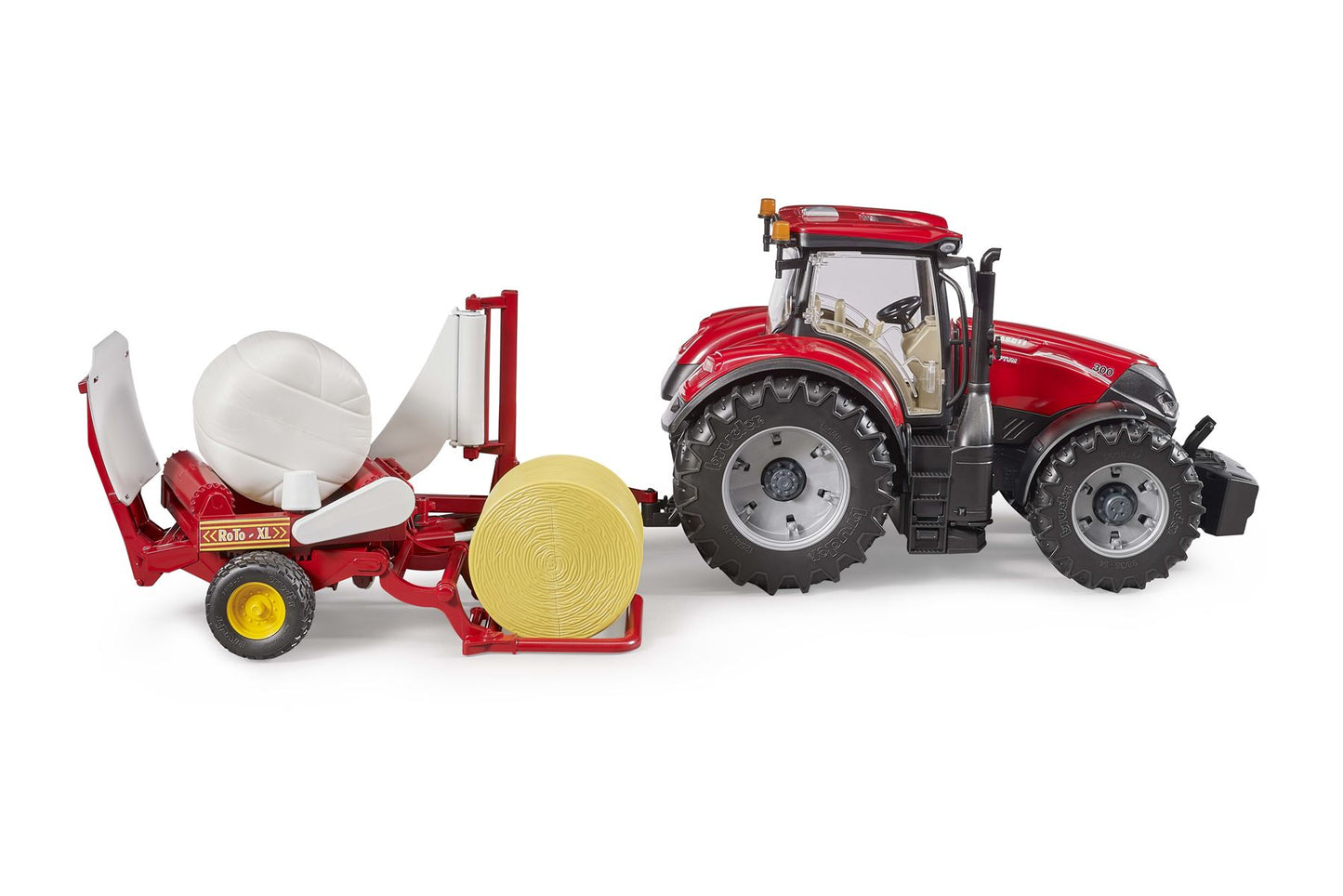 Bale wrapper with ochre and white round bales