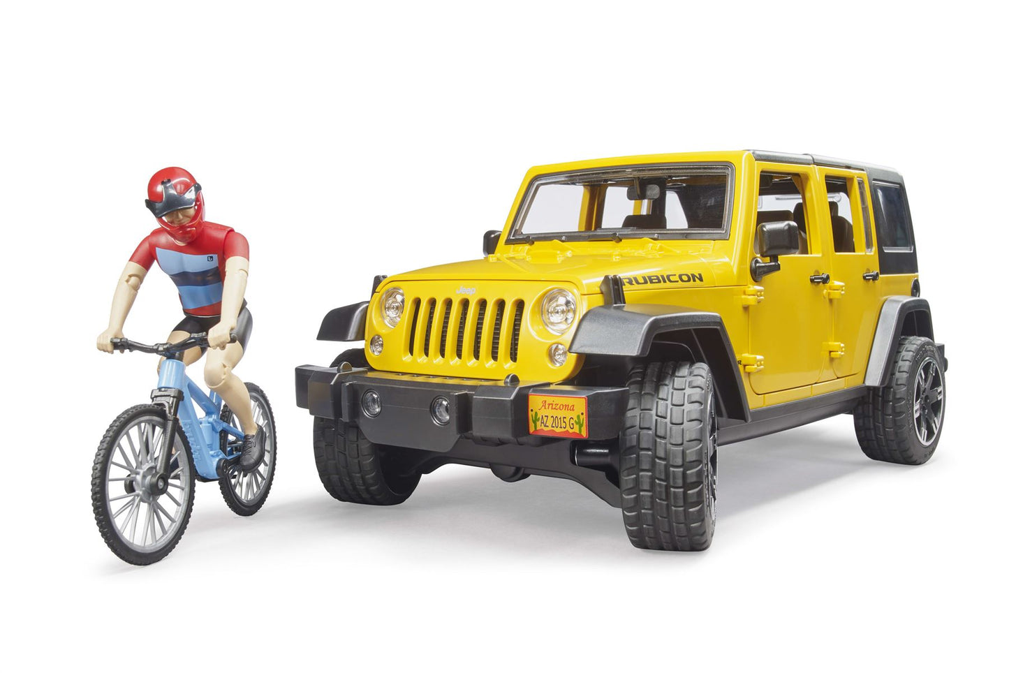 JeepWrangler RubiconUnlimited, 1 mountain bike and cyclist