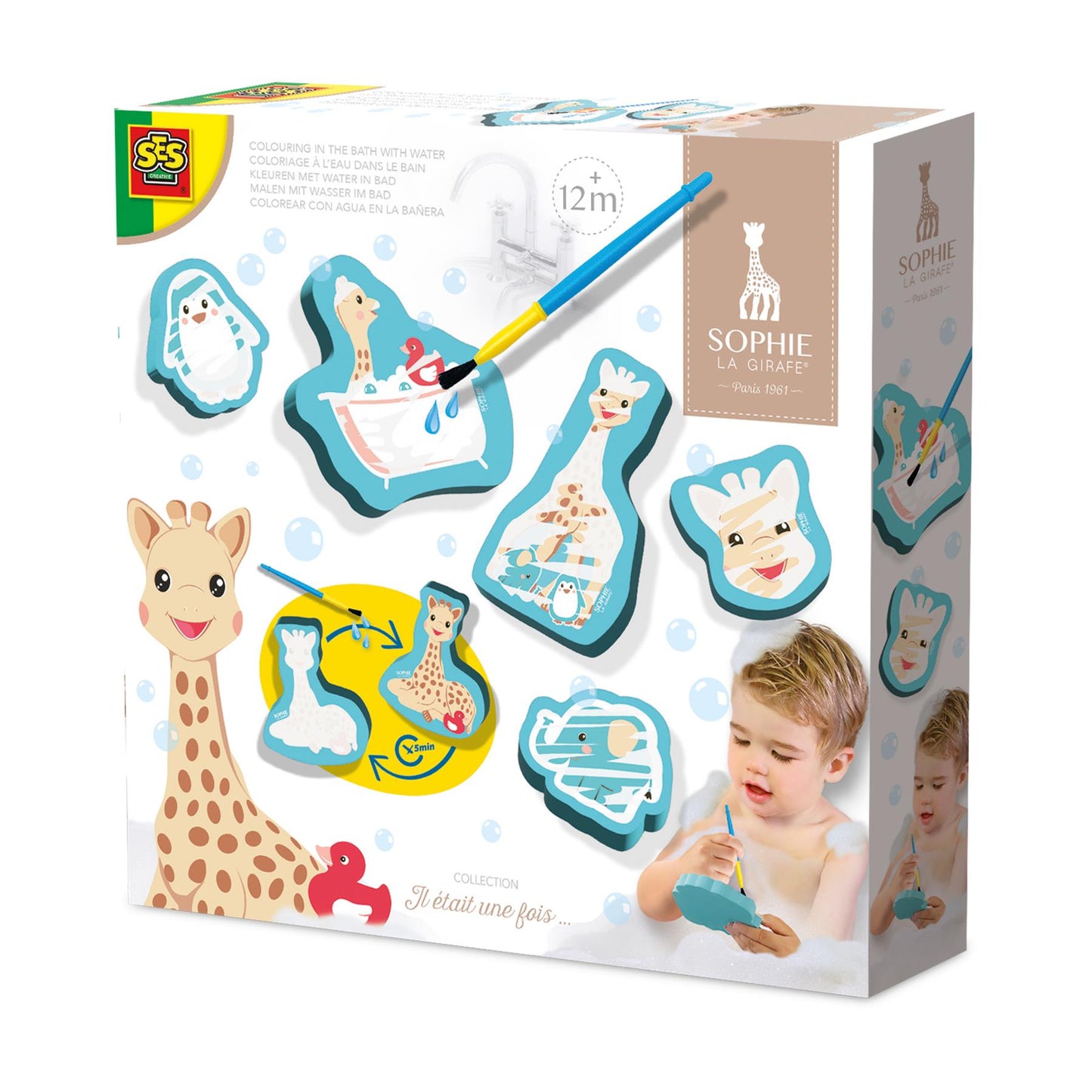 Sophie la girafe - Colouring in the bath with water