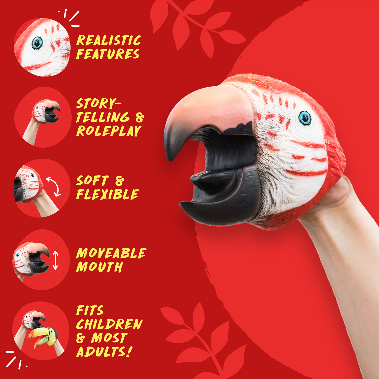 Wild Thingz Hand Puppet - Red Macaw