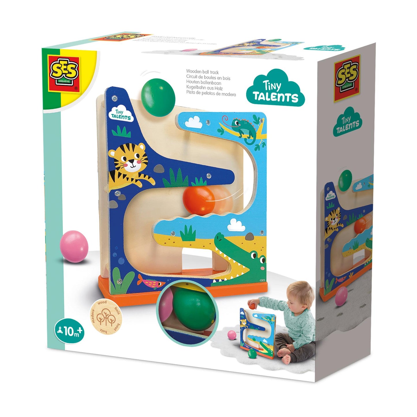 Wooden ball track crocodile
