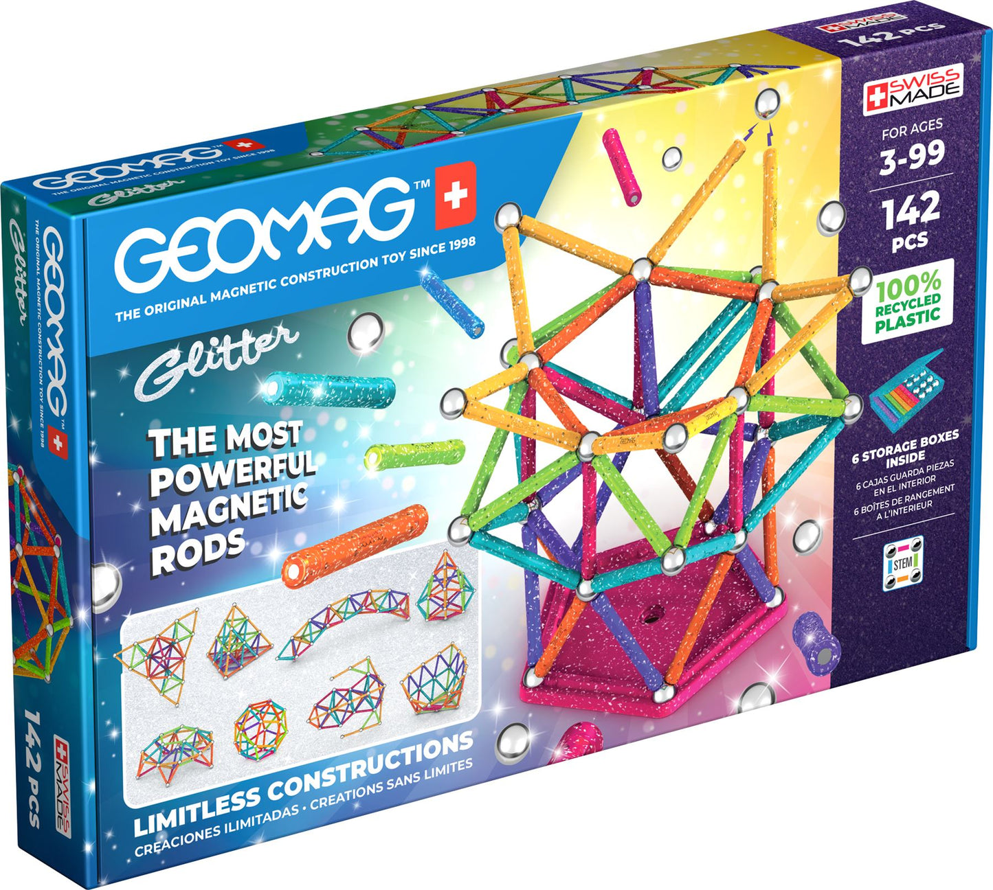 Geomag Classic Glitter Recycled 142 Pieces
