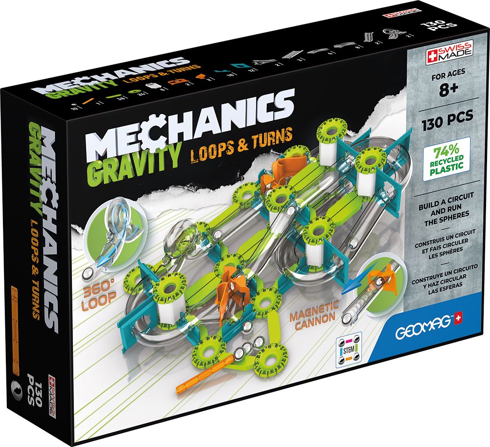 Geomag Mechanics Gravity Magnetic Loops & Turns - 130 Pieces