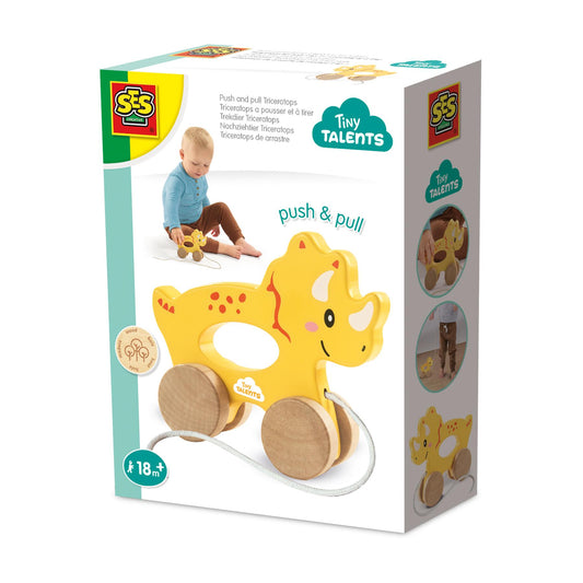 Push and pull 2 in 1 wooden Triceratops