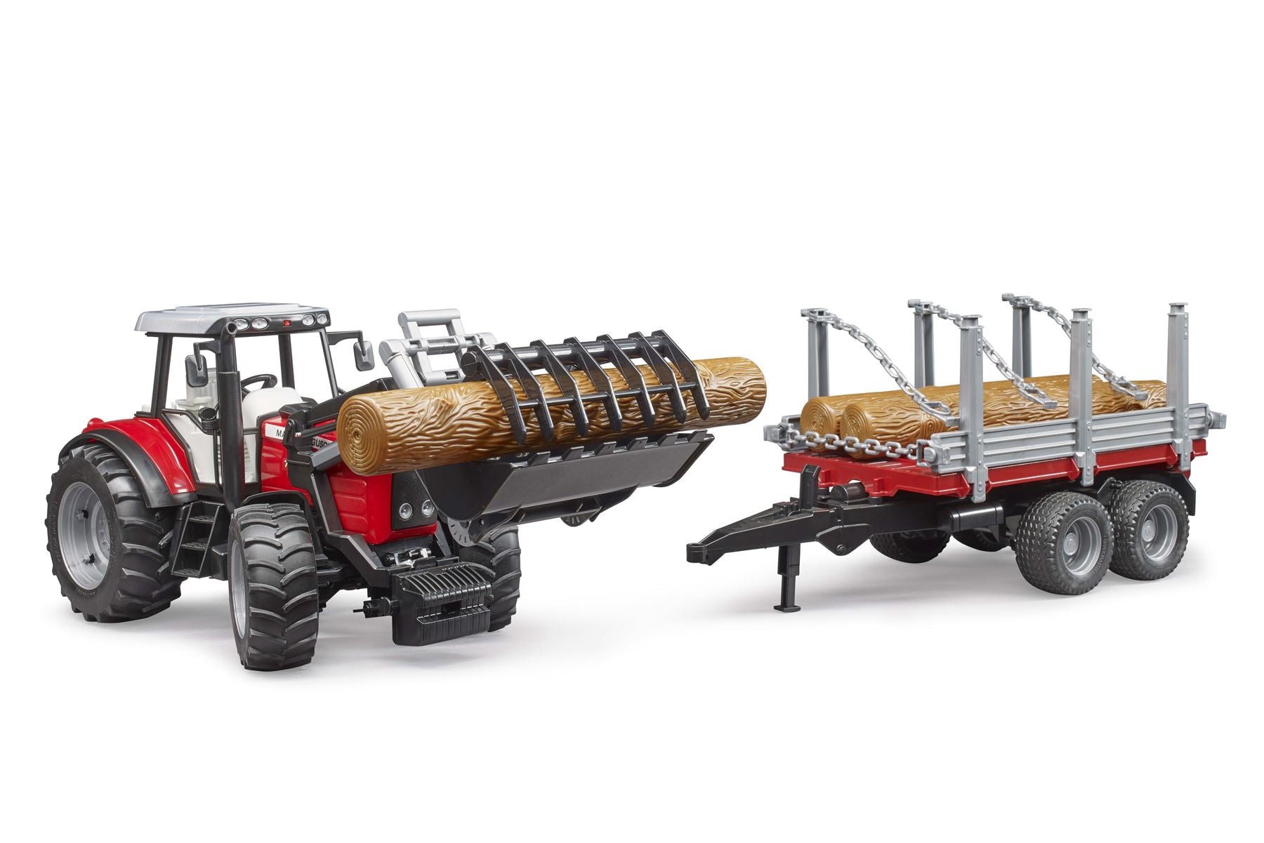 Massey Ferguson 7480 with frontloader and timber trailer