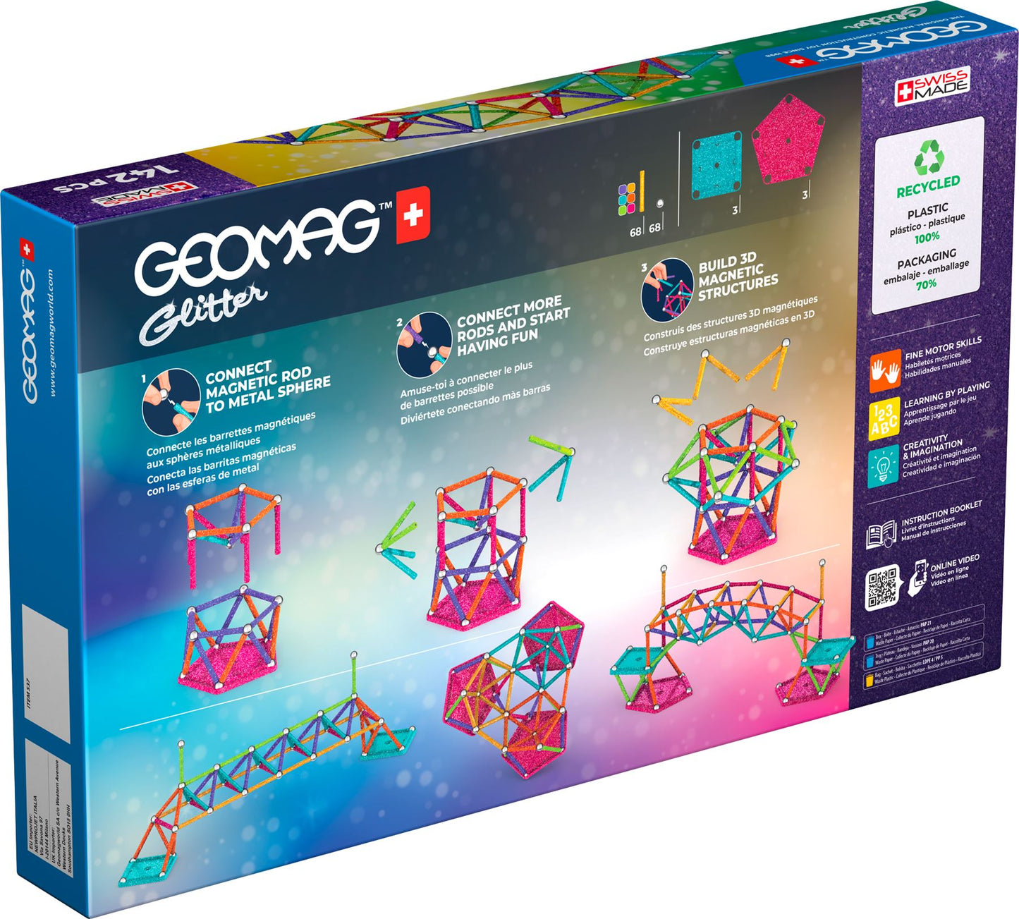 Geomag Classic Glitter Recycled 142 Pieces