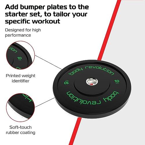 7ft Olympic Weightlifting Bar & Bumper Weight Plate Sets - 142159