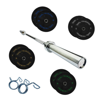7ft Olympic Weightlifting Bar & Bumper Weight Plate Sets - 142159