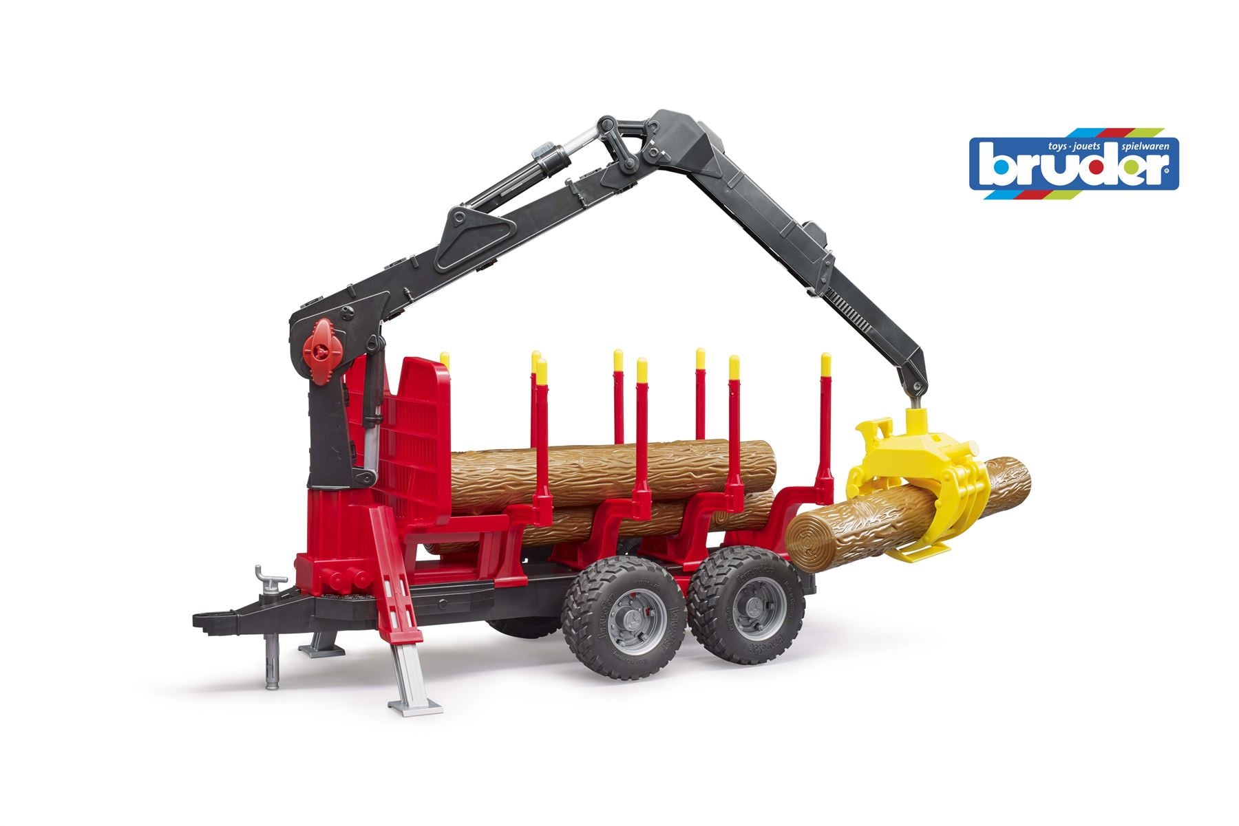 Forestry trailer with loading crane, 4 trunks and grab