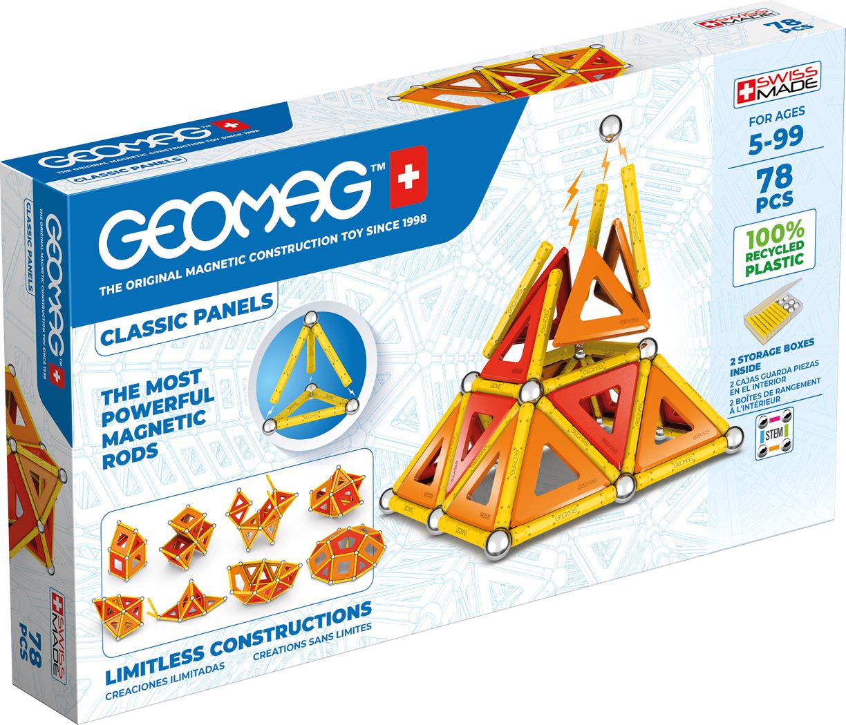 Geomag Magnetic Panels - 78 Pieces