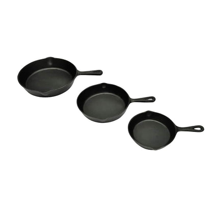 50122 vidaXL Set of 3 BBQ Steak Pans Cast Iron - Black - 27 x 27 x 5.5 cm
