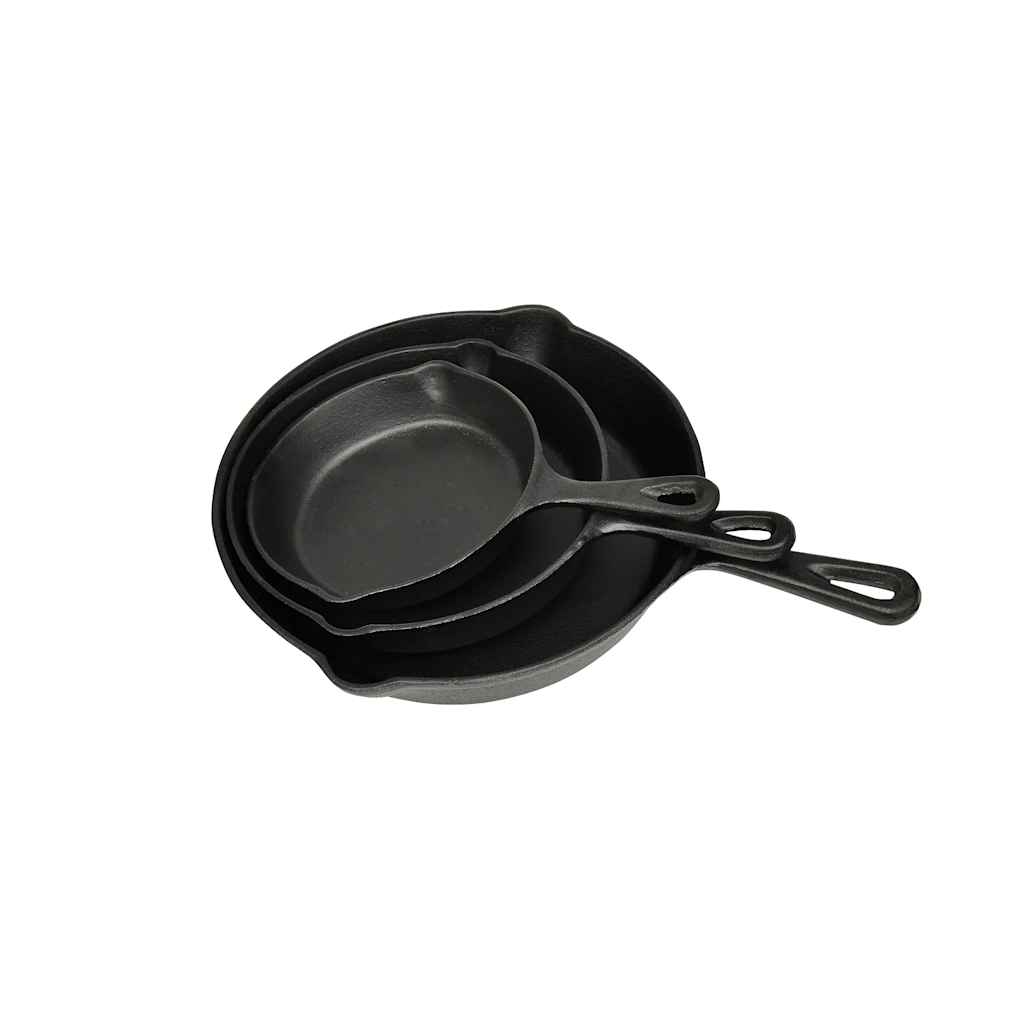 50122 vidaXL Set of 3 BBQ Steak Pans Cast Iron - Black - 27 x 27 x 5.5 cm