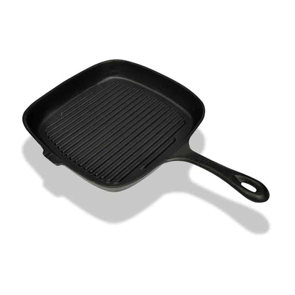 50123 vidaXL Grill Pan Cast Iron 24x23 cm - Black - 36.5 x 24.5 x 3 cm