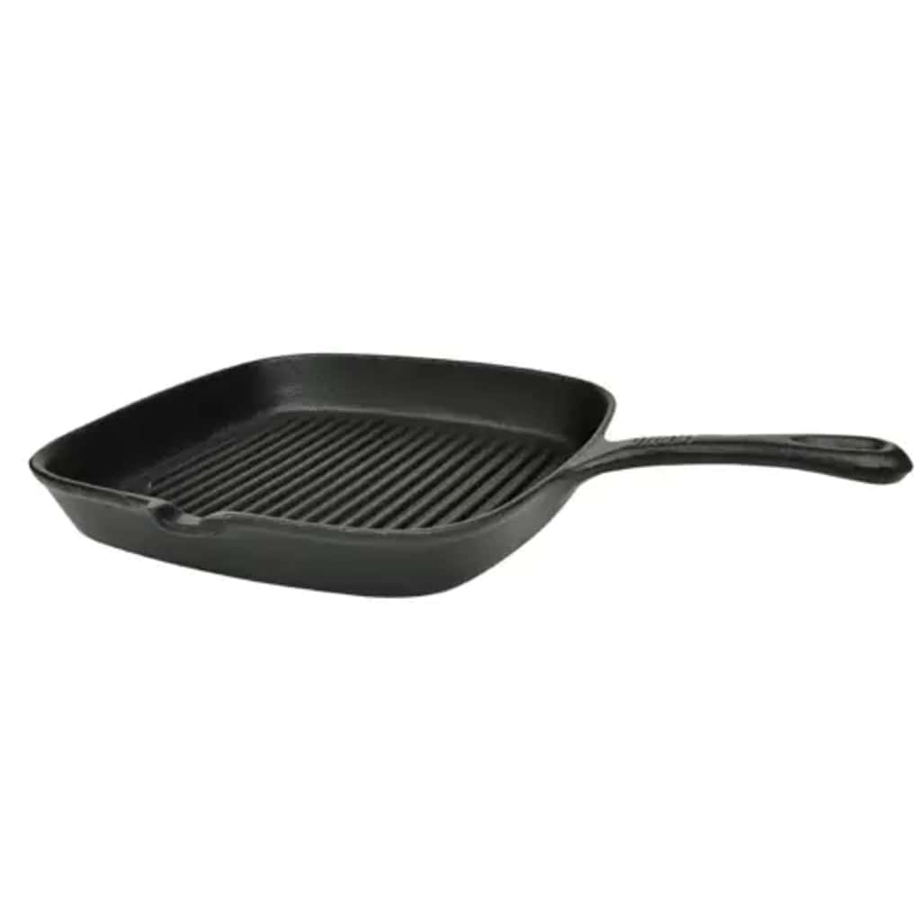 50123 vidaXL Grill Pan Cast Iron 24x23 cm - Black - 36.5 x 24.5 x 3 cm