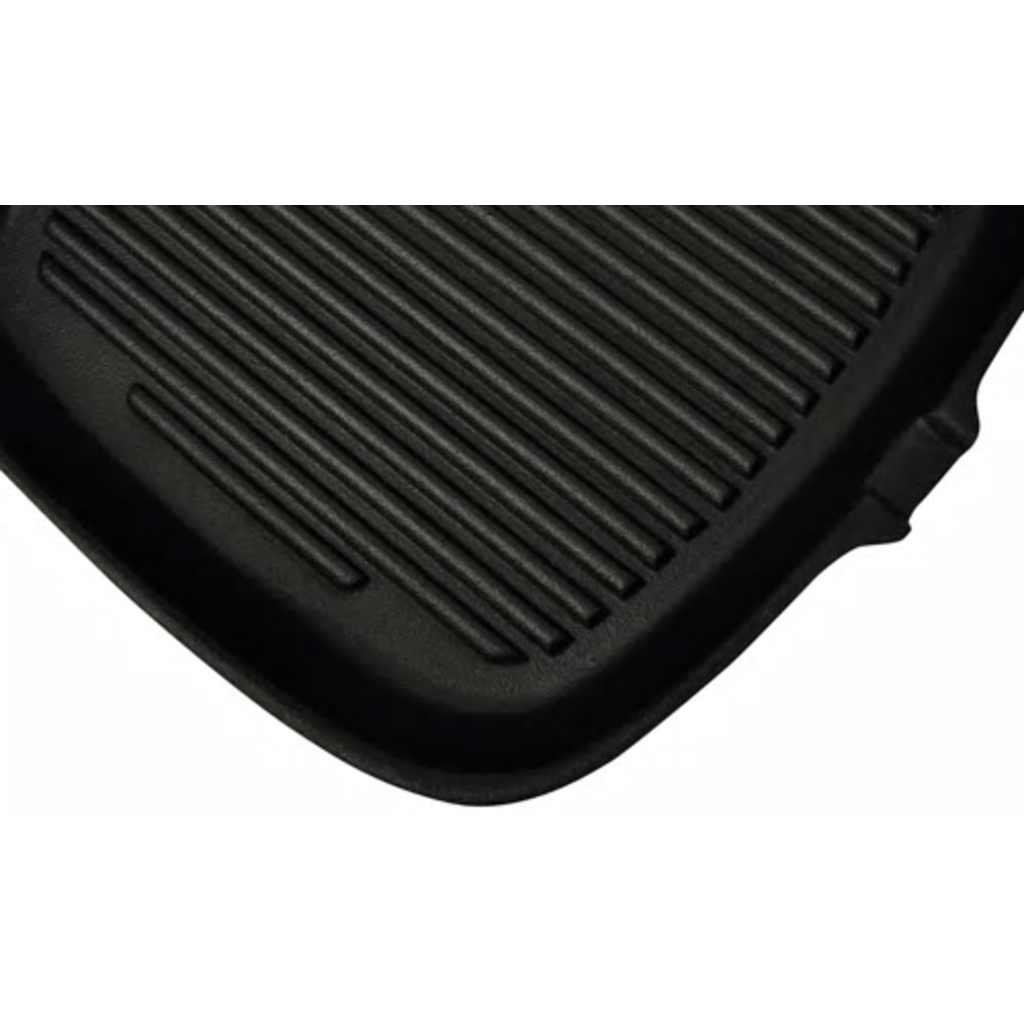 50123 vidaXL Grill Pan Cast Iron 24x23 cm - Black - 36.5 x 24.5 x 3 cm