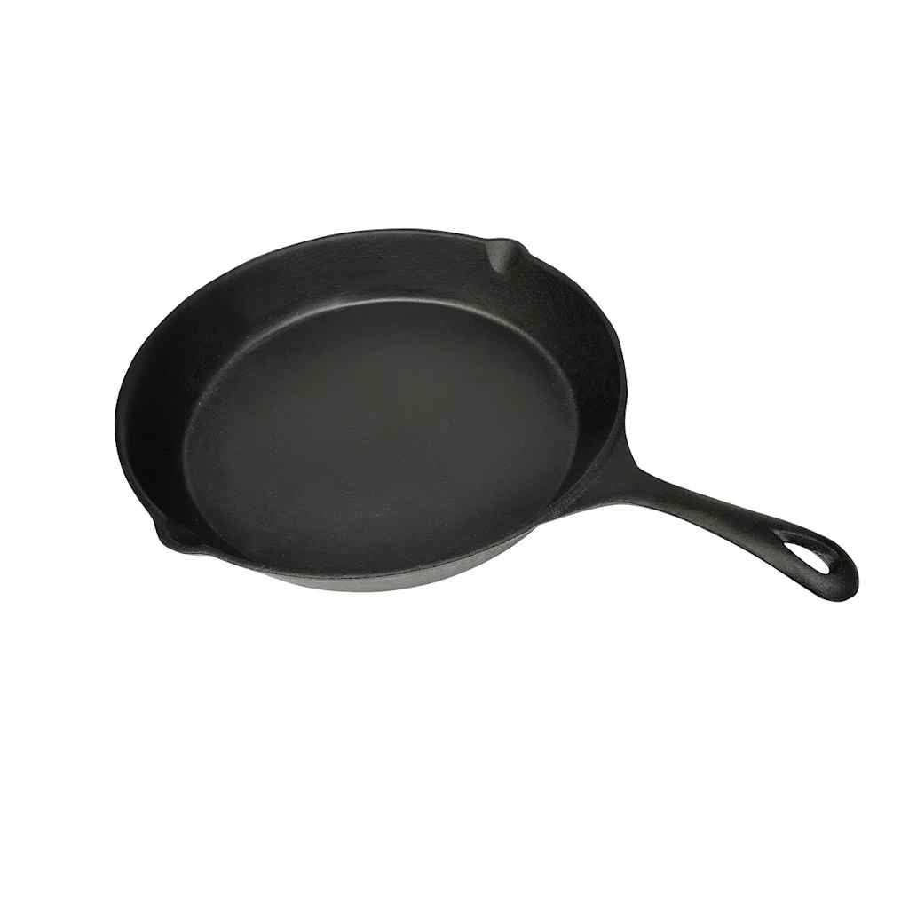 50124 vidaXL Grill Fry Pan Cast Iron 30 cm Round - Black - 42 x 31 x 6.5 cm